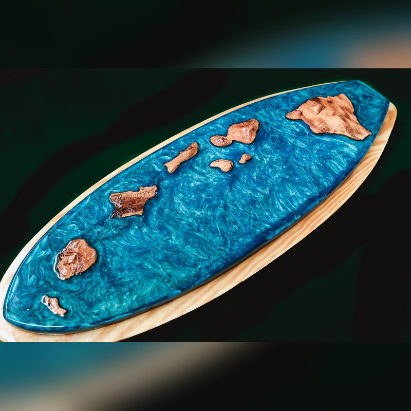 Surfboard, Koa Topo in Resin